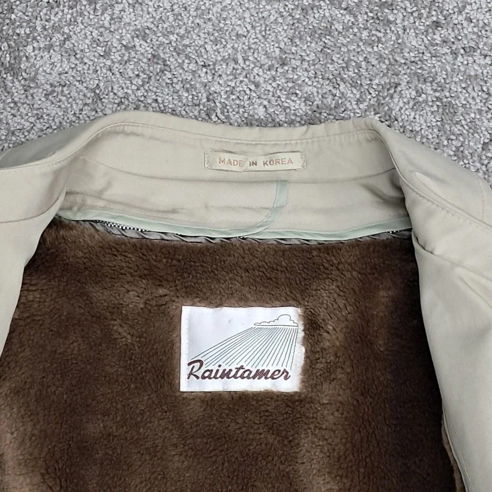 Raintamer Mens Vintage Tan Trench Coat Zip Out Faux Fur Liner Big Tall 50 T08-01